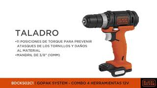 GoPak System BLACKDECKER  Combo 4 Herramientas 12V [upl. by Ajiam823]