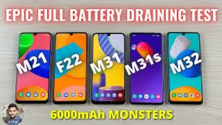 Full Battery Draining Test  Samsung Galaxy M21 F22 M31 M31s M32 [upl. by Brit]