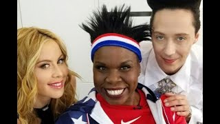 Leslie Jones Tara Lipinski and Johnny Weir Strut Their Stuff While Listening to Beyoncé [upl. by Alyakem919]