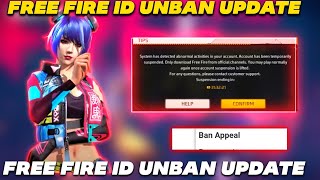 GOOD NEWS ON FREE FIRE ID UNBAN  OB43 ID UNBAN CONFIRMED ✅ FREE FIRE ID UNSUSPEND KAISE KARE [upl. by Wylde]