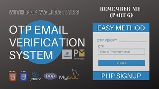 PHP Signup with OTP Email Verification System  Remember me Part 6 [upl. by Kier]