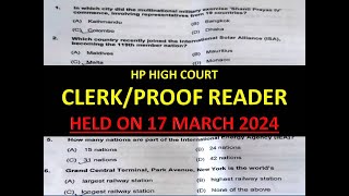 HP HIGH COURT ClerkProof Reader 2024 SOLVED PAPER [upl. by Asiul376]