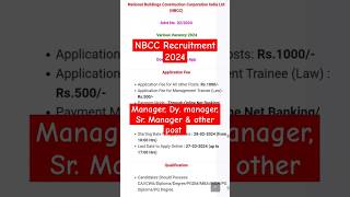 NBCC India Ltd recruitment 2024 Manager Sr Project Executive amp other apply Online for 103 Posts [upl. by Dreda214]