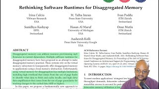 Read a paper Rethinking Software Runtimes for Disaggregated Memory [upl. by Yrruc558]