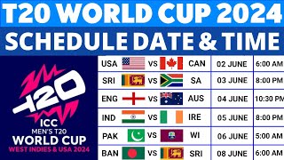 T20 World Cup 2024 Schedule Time Table  T20 World Cup 2024 Schedule  2024 T20 World Cup Schedule [upl. by Onairpic]