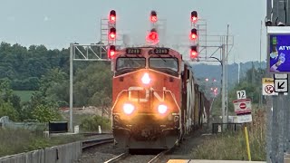 CN A434 racing through Mount Pleasant with a short train [upl. by Boehike954]