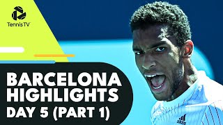 Tsitsipas Battles Dimitrov Alcaraz AugerAliassime Play  Barcelona 2022 Day 5 Highlights Part 1 [upl. by Nanam710]