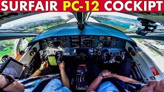 COCKPIT SURFAIR PC12 Oakland to Tahoe [upl. by Karlie974]