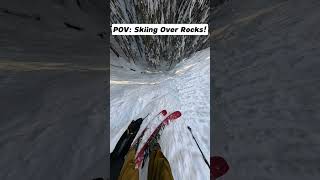 Skiing Over Rocks ⛷️😬 goproskiing snowboarding winterseason goprosnow skis skiing skitok [upl. by Marrilee]