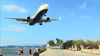 VERY LATE GO AROUND at SKIATHOS  Ryanair B737800 ABORT LANDING [upl. by Wilkinson]