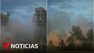 Testigo relata el momento del colapso del edificio en Miami  Noticias Telemundo [upl. by Enimsay]