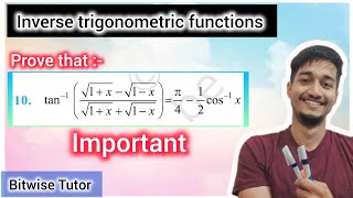 Prove that tan inverse  root 1x minus root 1x upon root 1x plus root 1x is [upl. by Durgy]