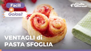 Ventagli di pasta sfoglia DOLCI ripieni di fragole PRONTI IN UN ATTIMO 🍓 [upl. by Lidia]