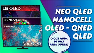 TVS NEO QLED QNED OLED NANOCELL E QLED QUAIS AS DIFERENÇAS E QUAL A MELHOR TVS 2021 [upl. by Atsiuqal]