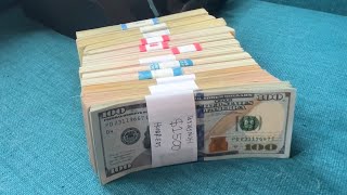 10000 In Cash Counting Mixed Bills Brick USD ASMR Playing Motivation 5000 in Fifties 3000 Fives [upl. by Handy]