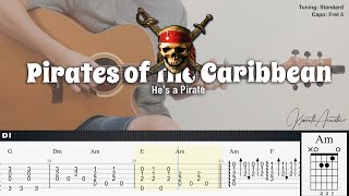 Pirates of the Caribbean Hes a Pirate  Hans Zimmer  Fingerstyle Guitar  TAB  Chords  Lyrics [upl. by Emelun]