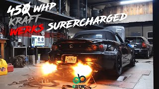 Kraftwerks Supercharged Honda S2000  450whp Dyno Tune  EBTEC [upl. by Etteniotna]