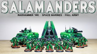 PAINTING SHOWCASE Warhammer 40k Space Marines Salamanders Army 9th [upl. by Hsuk]