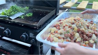 First Time Cooking Fried Rice On The Blackstone Griddle blackstonecooking friedrice [upl. by Eelek]