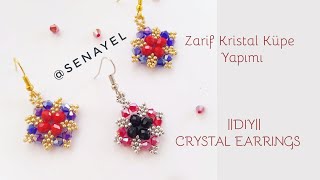 ZARİF KRİSTAL KÜPE YAPIMI  DIY  CRYSTAL EARRİNGS [upl. by Hessney]