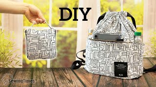 DIY Packable Backpack 👍 Compact Convenient and Customizable Special way to make a backpack [upl. by Drofnas]