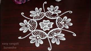 3 Dots Beginners rangoli kolam designs by easy rangoli Suneetha  How to draw simple muggulu [upl. by Derward]