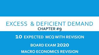 excess demand amp deficient demand Important MCQ for 2020 board exam with revision chapter 9 XII ECO [upl. by Sihtam412]