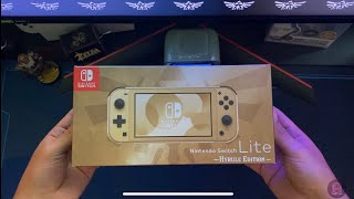 Unboxing Nintendo switch lite Hyrule Edition Zelda [upl. by Hurd500]