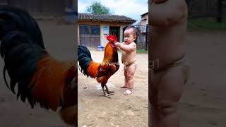 Kid vs Rooster A Hilarious Chase in the Backyard [upl. by Mei]