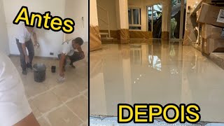 JA VIU ASSIM CIMENTO LIQUIDO BRANCO SOBRE PISOS VELHOS  NUNCA MAIS COMPRE PISO ISSO É MELHOR [upl. by Llebasi]