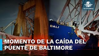 Colapsa puente de Baltimore tras choque de barco carguero [upl. by Natanhoj]