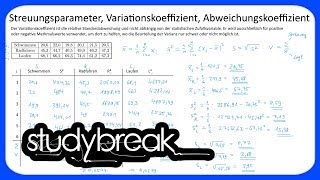 Streuungsparameter Variationskoeffizient Abweichungskoeffizient  Statistik [upl. by Assiran]