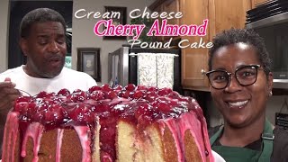 Cream Cheese Cherry Almond Pound Cake🍒  Its Pound Cake Time  This Cake Is Soooo Good [upl. by Adekahs]