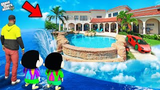 Franklin Shinchan And Pinchan Surprised By New Water Floating Mansion in GTA 5 [upl. by Eneluj]