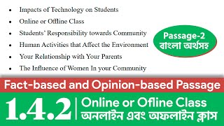 Online or Offline Class Passage  Fact based and Opinion based Passage  Class 9 English 142 [upl. by Burwell260]