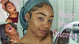 Baby Hair Tutorial  How I Wrap My Turban Bun  MakeupTiffanyJ [upl. by Lathe72]