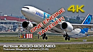 Airbus A330900 NEO 4K One Engine Takeoff [upl. by Airotna]