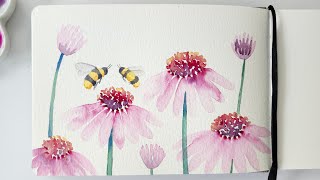 Loose Watercolor Flowers and Bees 🐝 [upl. by Weide660]