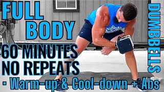 60 Minute Full Body Dumbbell Workout  1 Hour Dumbbell Workout [upl. by Drahsir]