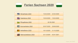 Ferien Sachsen 2020 [upl. by Yhtnomit]