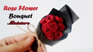 How to make Paper Rose Flower Bouquet miniature Valentine gift  LUXO Handmade [upl. by Rowan]