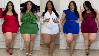 Plus size try on haul midi bodycon dresses 👗 Curvy haul [upl. by Ranger453]