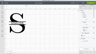 SPLIT MONOGRAM WITH CRICUT DESIGN SPACE  Cricut Design Space Tutorial For Beginners  Monogram [upl. by Analeh464]
