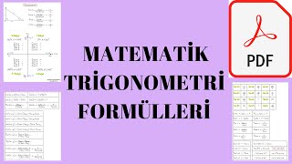 Matematik  Trigonometri Formülleri  PDF Notu 👇 [upl. by Yolane]