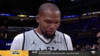 Kevin Durant Interview  2024 NBA AllStar Practice [upl. by Noroj]