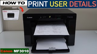 Canon Imageclass MF3010 Print User Data List [upl. by Adala]