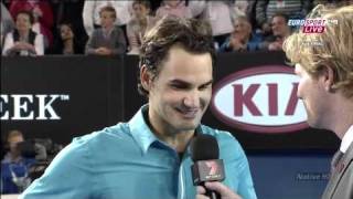 Federers Post Match Interview after defeating Tsonga in SemiFinals AO 2010 [upl. by Natale]