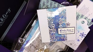 Crafters Companion TS quotA Sparkling Winterquot Paper Kit Unboxing amp Tutorial Pretty and Wintery [upl. by Yddor]