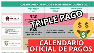 CALENDARIO OFICIAL de Pagos de las Becas Benito Juárez 2024 Triple Pago para Todos [upl. by Enerak]