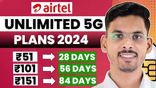 Airtel New 5G Plans  airtel unlimited 5g data  Airtel ₹51 101 151 5G Recharge Plans [upl. by Viviene]